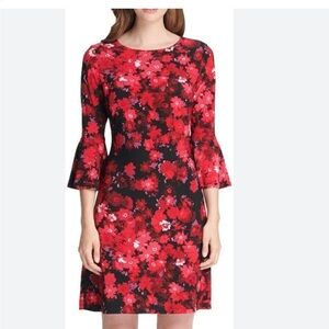 Tommy Hilfiger Red and Black Floral Long Sleeve Dress gorgeous